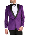 Enzo Purple Slim Fit Velvet Shawl Tuxedo Blazer