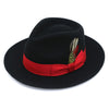Premium Wool Black & Red Fedora Hat