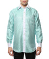 Ferrecci Men's Satine Hi-1004 Turquoise Circle Pattern Button Down Dress Shirt