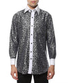 Ferrecci Men's Satine Hi-1006 Black & White Pattern Button Down Dress Shirt