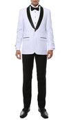 Ferrecci Slim White & Black Satin Shawl Collar Tuxedo Jacket With Black Pants