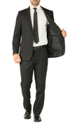 Rod Premium Black 2 Piece Wool Suit Stain Resistant Traveler Suit with 2 Pairs of Pants