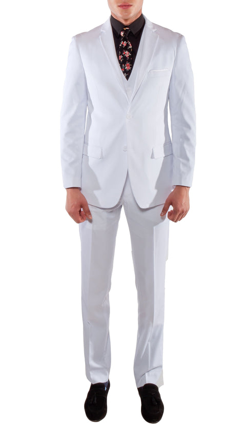 Ferrecci Men's Savannah White Slim Fit Two Button Notch Lapel Suit With Vest