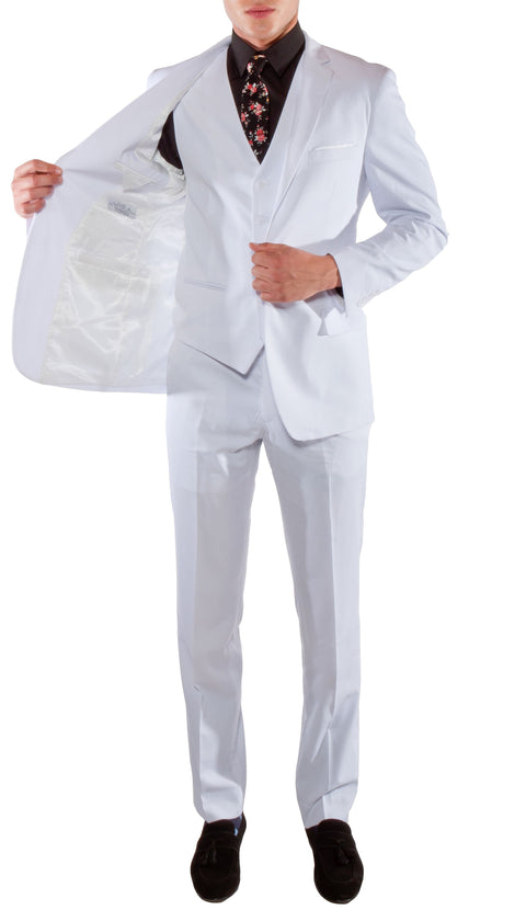 Ferrecci Men's Savannah White Slim Fit Two Button Notch Lapel Suit With Vest