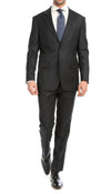 Yves Grey Plaid Check Men's Premium 2 Piece Wool Slim Fit Suit